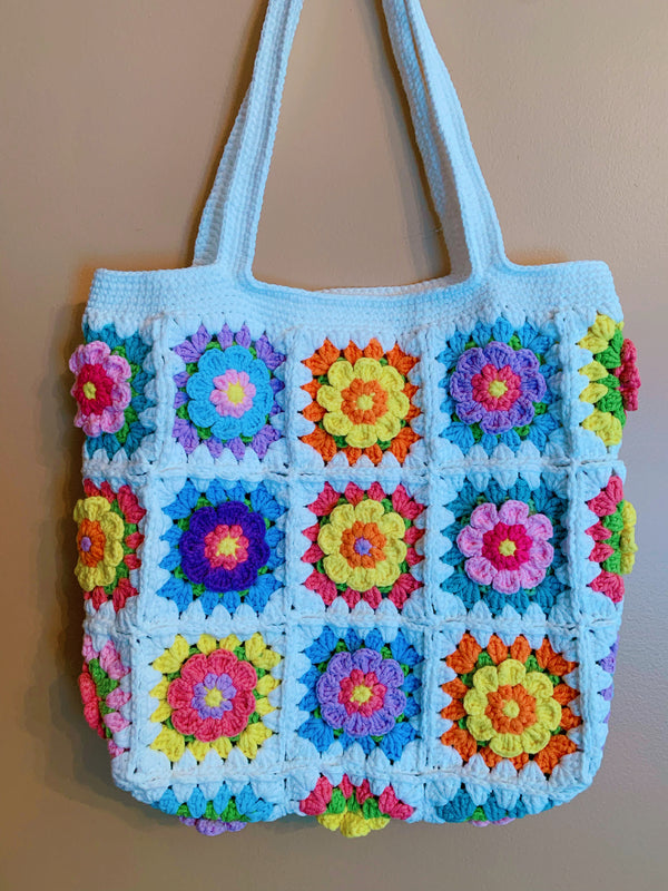 Handcrafted 3D Multicolored Floral Shoulder Bag