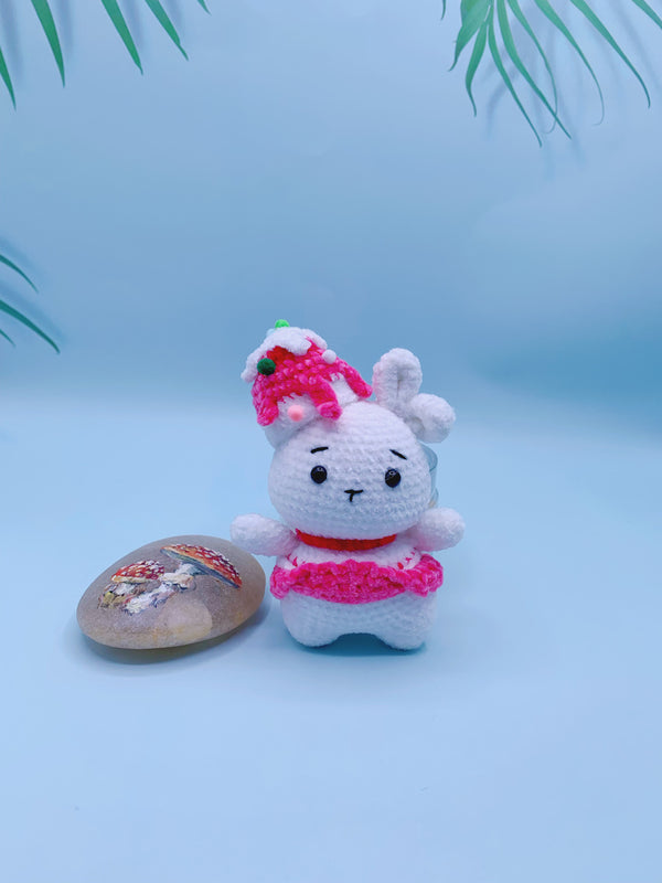 Handcrafted Bunny Bliss: Fluffy Snowflake Yarn Rabbit