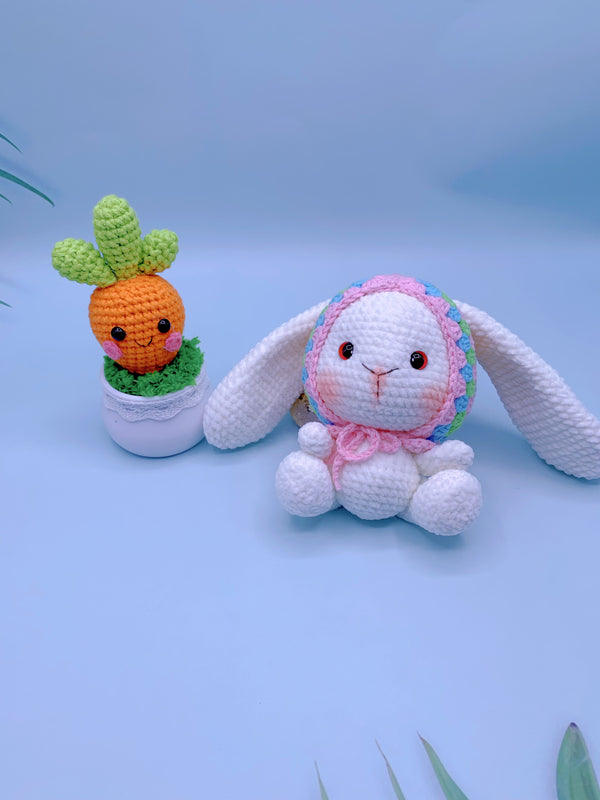 Handcrafted Bunny Doll with Adorable Hat - Whimsical Crochet Companion