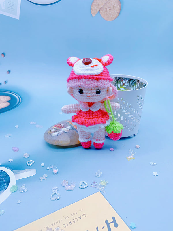 Handcrafted Strawberry Bear Girl - A Special Gift