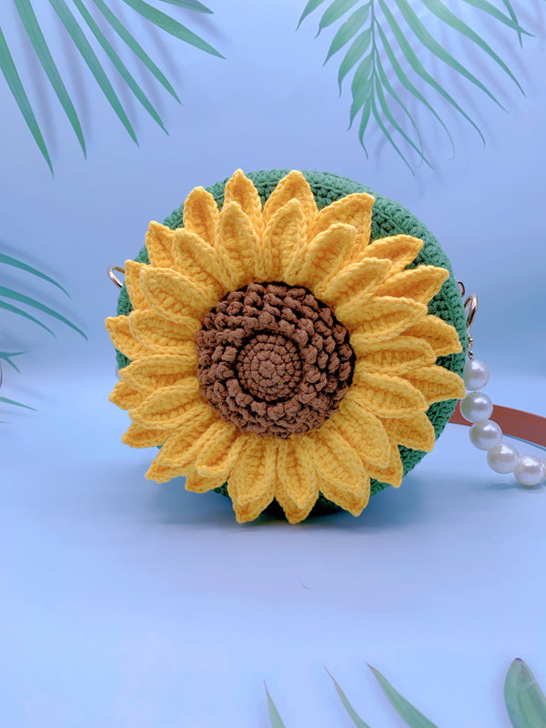Handcrafted Crocheted Sunflower Round Handbag 🌻