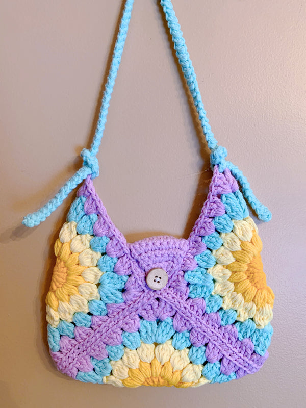 Hand-Knitted Granny Square Phone Crossbody Bag