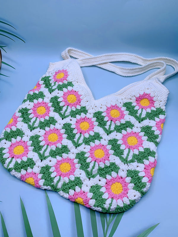 Handcrafted Floral Crochet Single Shoulder Bag