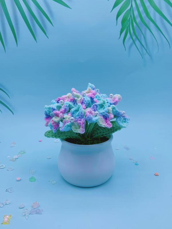 Handcrafted Crocheted Hydrangea Bonsai - Tabletop Decor and Gift