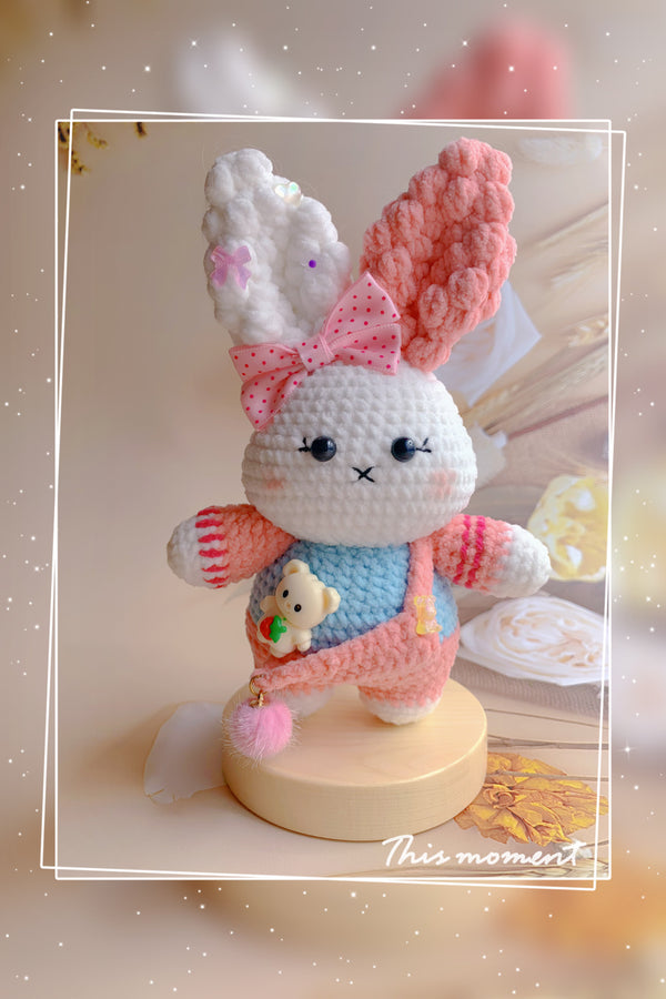 Handcrafted Crochet Popcorn Bunny - Adorable and Creative Mini Plush Toy