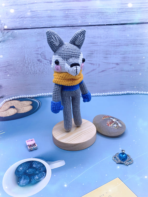 Handcrafted Crochet Grey Wolf Plush Toy