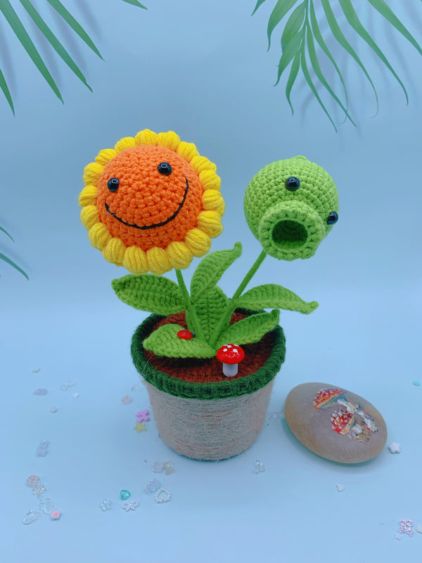 Handcrafted Sunflower & Pea Desktop Potpourri - The Hero of the Plants vs. Zombies Game as Home Decor