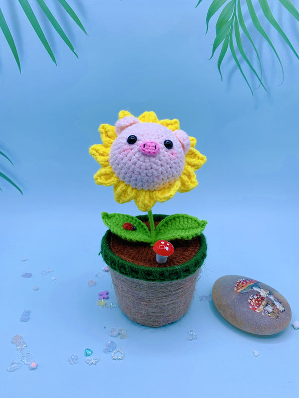 Handcrafted Crochet Animal Head Desktop Miniature Planters