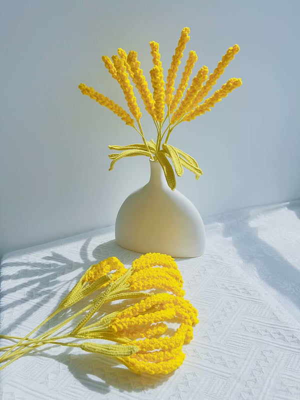 Handcrafted Crocheted Wheat Stalks for Home Decor and Floral Arrangements